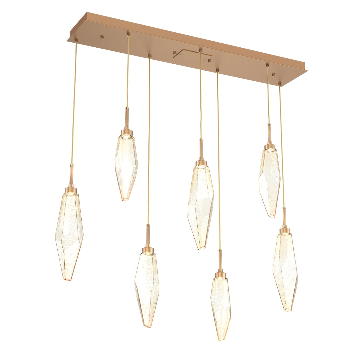 Hammerton Studio - PLB0050-07-NB-CA-C01-L1 - LED Linear Pendant - Rock Crystal - Novel Brass