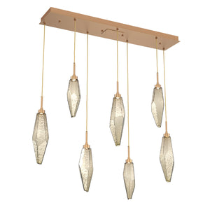 Hammerton Studio - PLB0050-07-NB-CB-C01-L1 - LED Linear Pendant - Rock Crystal - Novel Brass