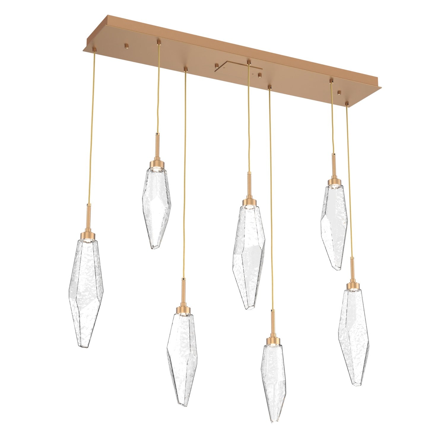 Hammerton Studio - PLB0050-07-NB-CC-C01-L3 - LED Linear Pendant - Rock Crystal - Novel Brass