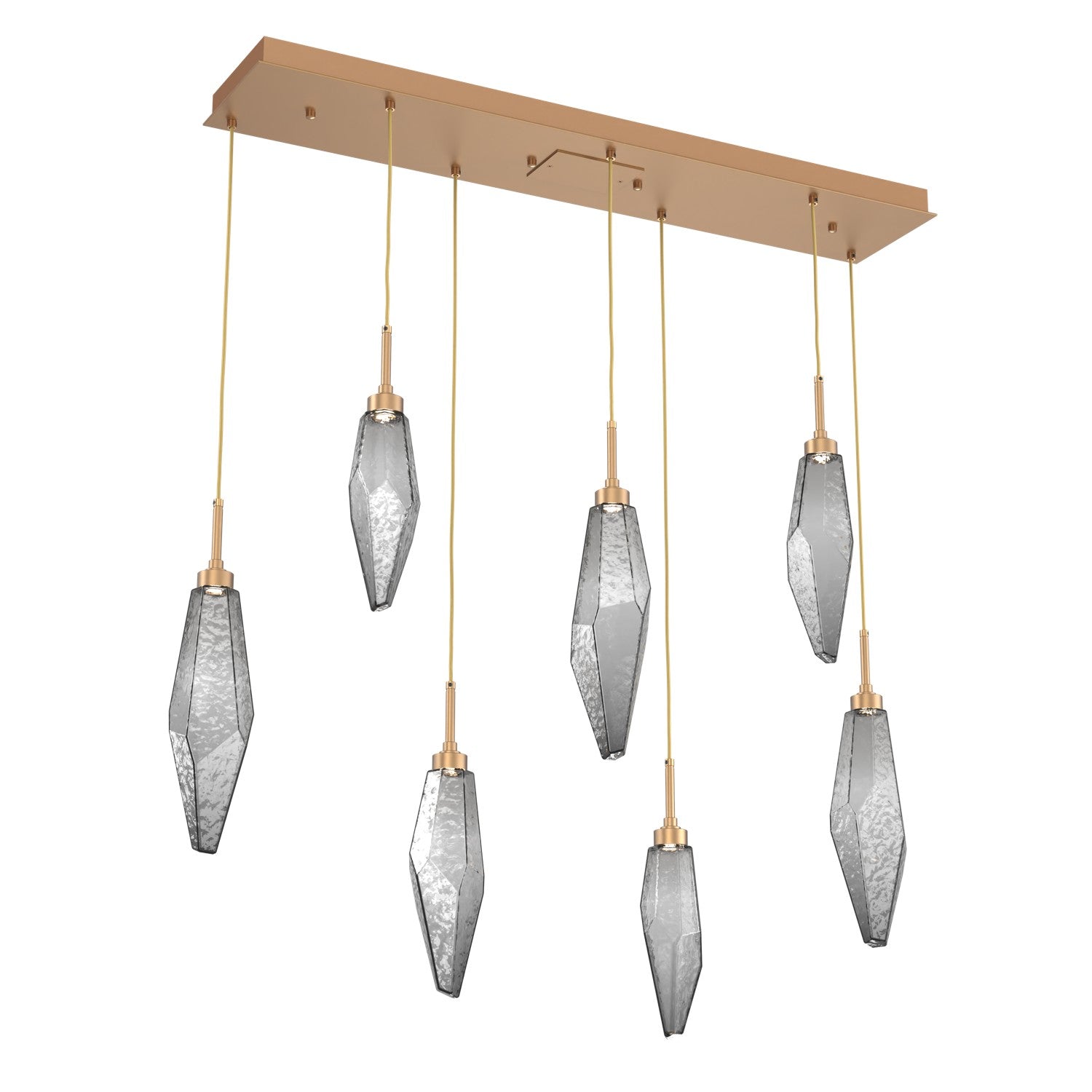 Hammerton Studio - PLB0050-07-NB-CS-C01-L3 - LED Linear Pendant - Rock Crystal - Novel Brass