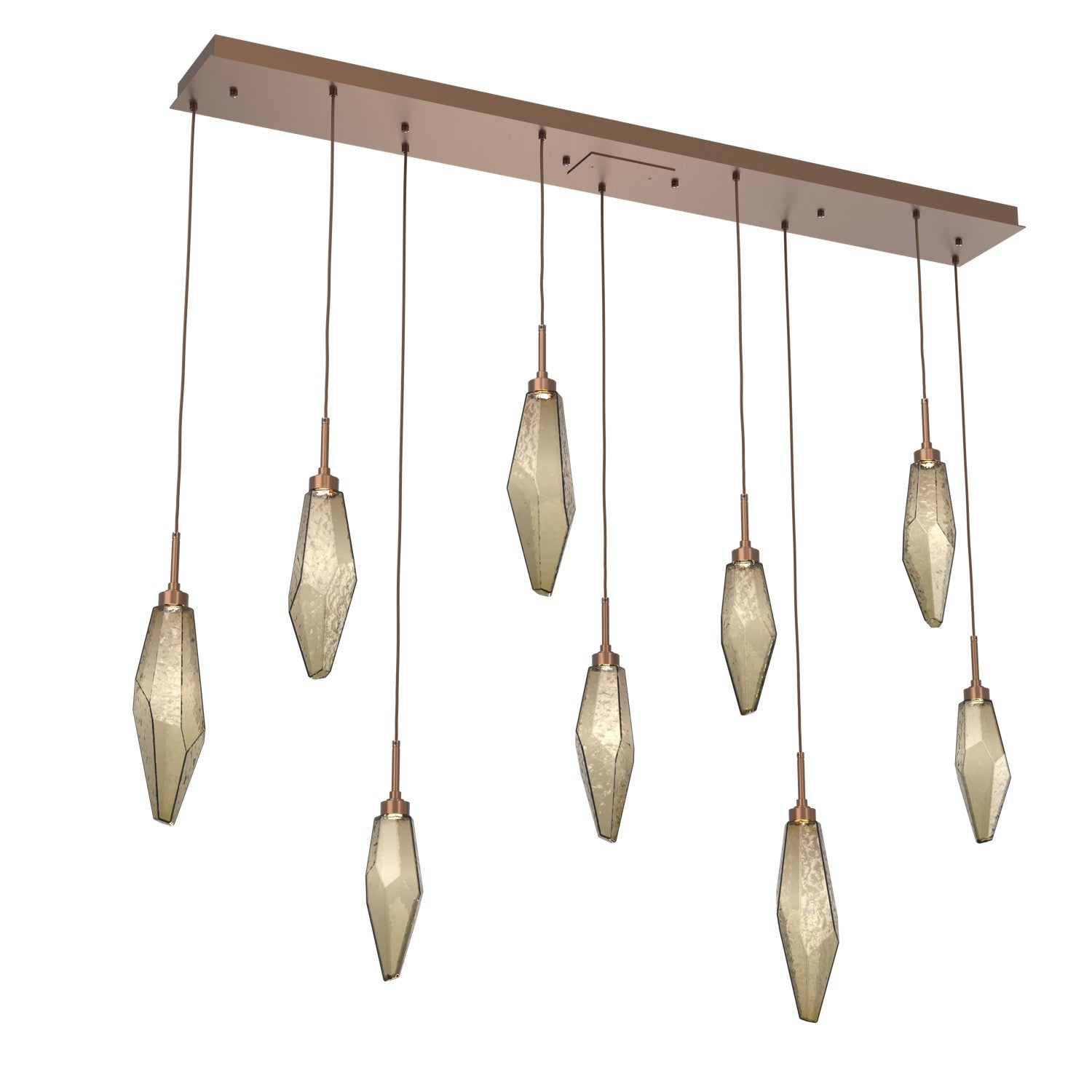 Hammerton Studio - PLB0050-09-BB-CB-C01-L3 - LED Linear Pendant - Rock Crystal - Burnished Bronze