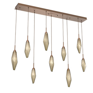 Hammerton Studio - PLB0050-09-BB-CB-C01-L3 - LED Linear Pendant - Rock Crystal - Burnished Bronze