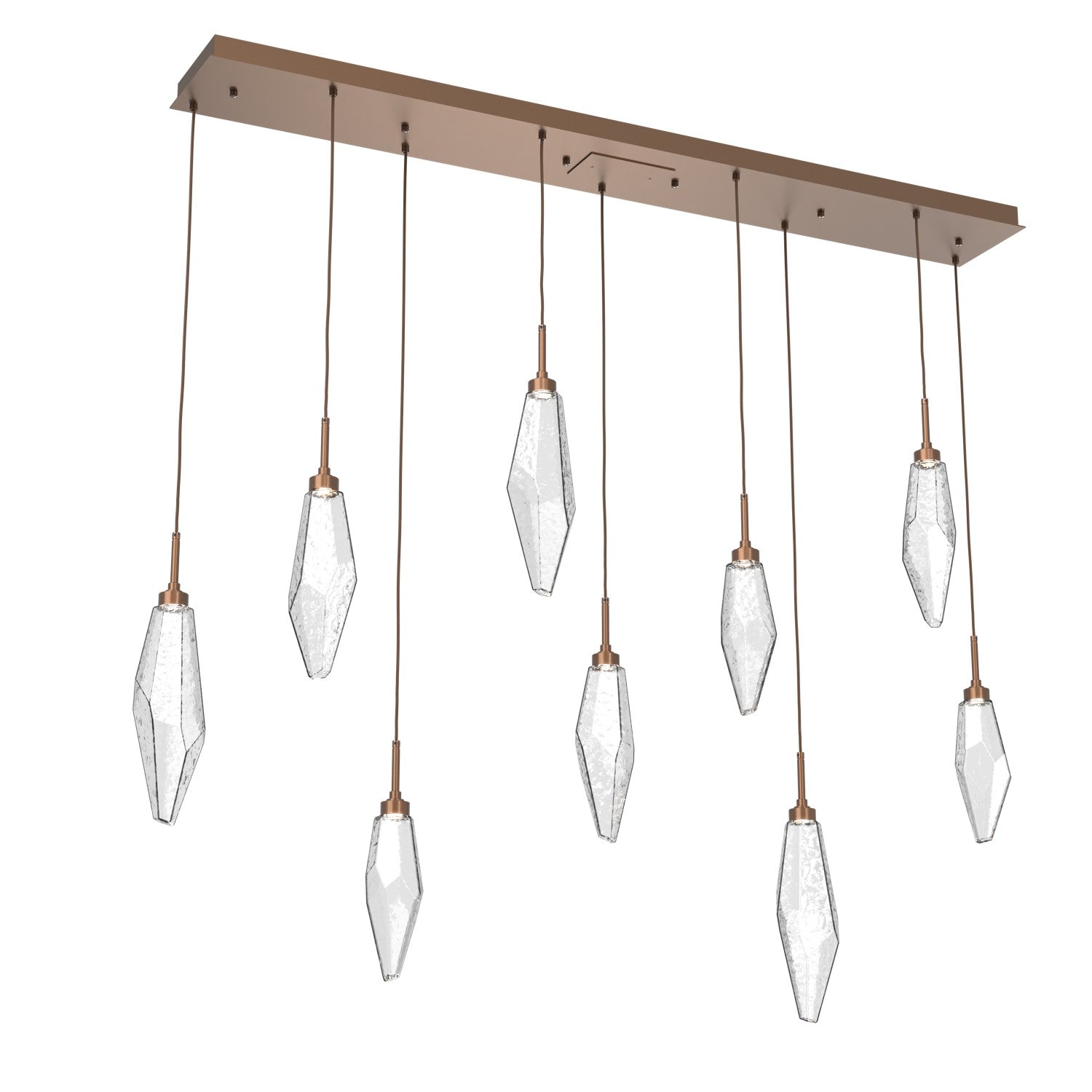 Hammerton Studio - PLB0050-09-BB-CC-C01-L3 - LED Linear Pendant - Rock Crystal - Burnished Bronze