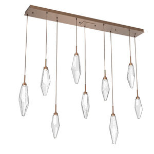 Hammerton Studio - PLB0050-09-BB-CC-C01-L3 - LED Linear Pendant - Rock Crystal - Burnished Bronze
