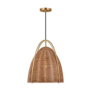 Visual Comfort Studio - GLP1071BBS-BRTN - One Light Pendant - Norman - Blonde Rattan