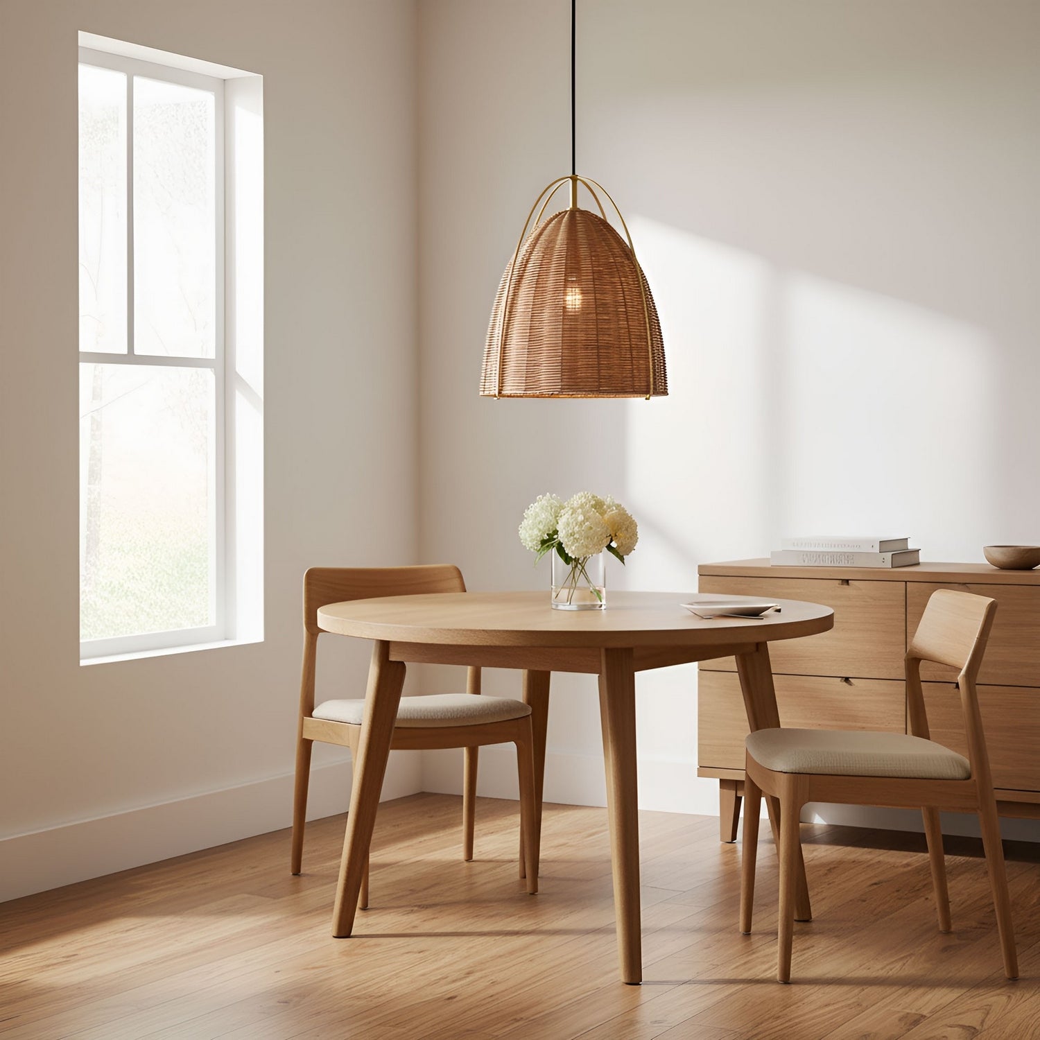 Visual Comfort Studio - GLP1081BBS-BRTN - One Light Pendant - Norman - Blonde Rattan
