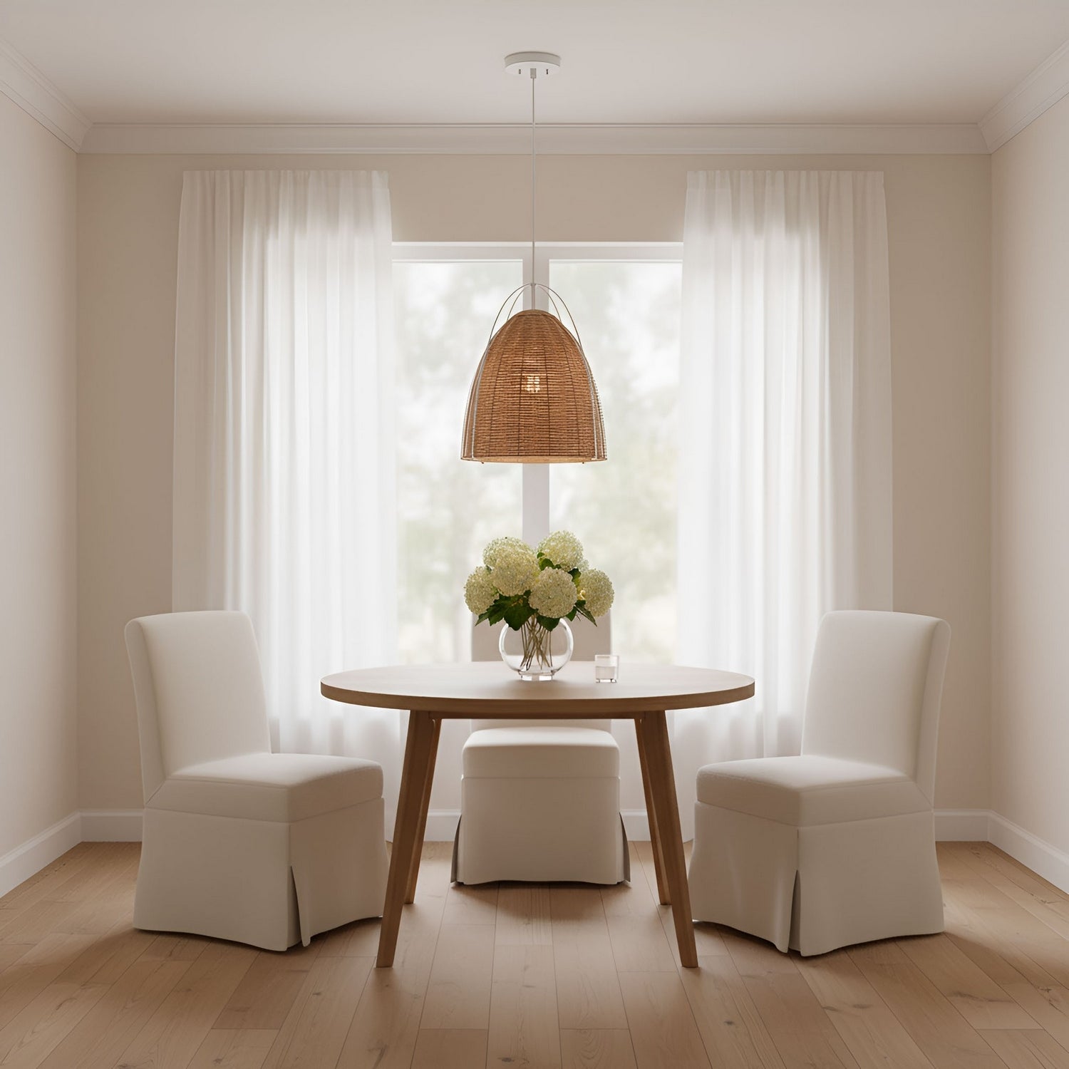 Visual Comfort Studio - GLP1081MWT-BRTN - One Light Pendant - Norman - Blonde Rattan