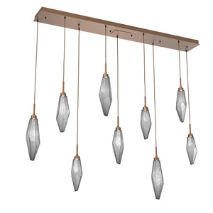 Hammerton Studio - PLB0050-09-BB-CS-C01-L3 - LED Linear Pendant - Rock Crystal - Burnished Bronze