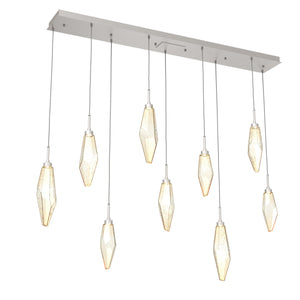 Hammerton Studio - PLB0050-09-BS-CA-C01-L1 - LED Linear Pendant - Rock Crystal - Beige Silver