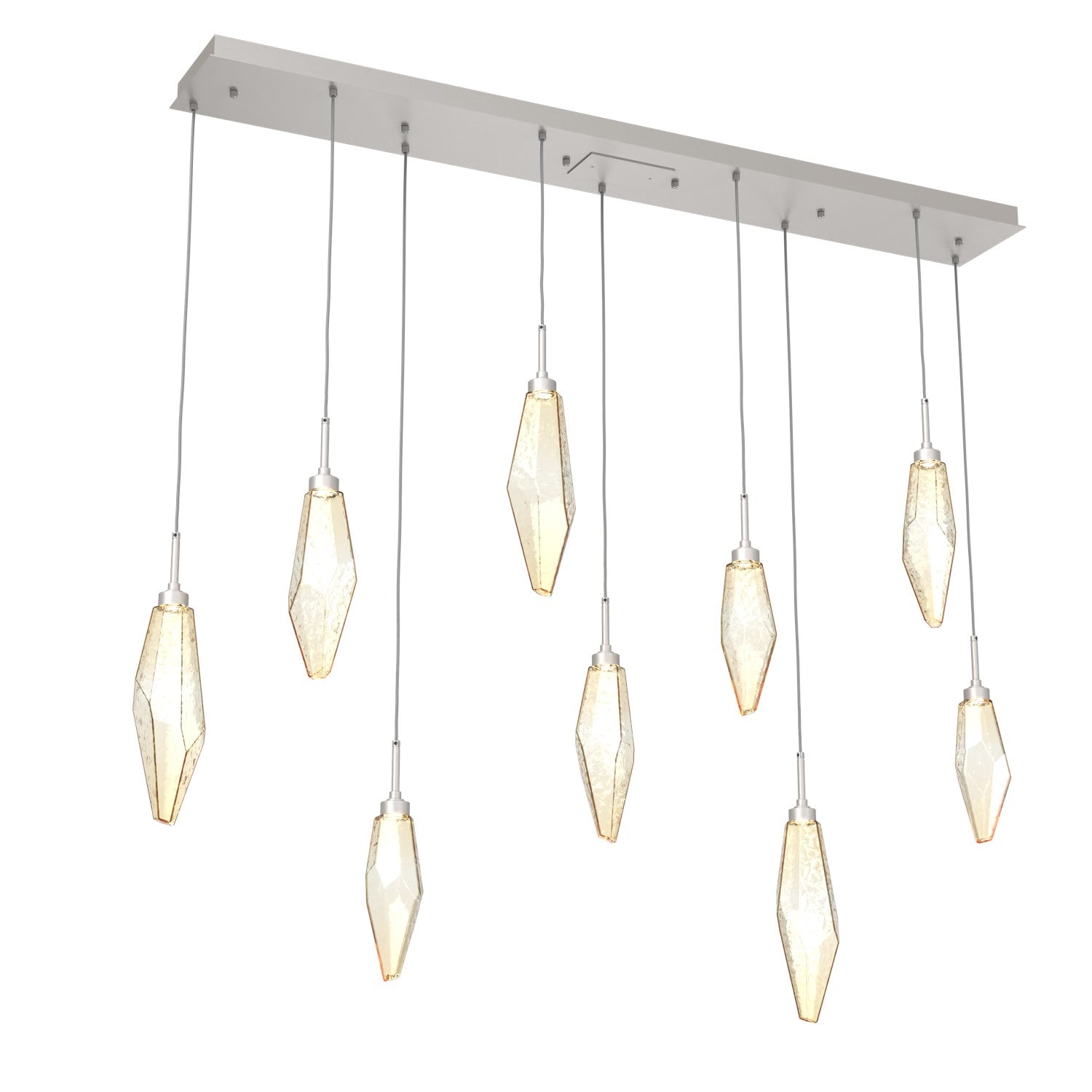 Hammerton Studio - PLB0050-09-BS-CA-C01-L3 - LED Linear Pendant - Rock Crystal - Beige Silver