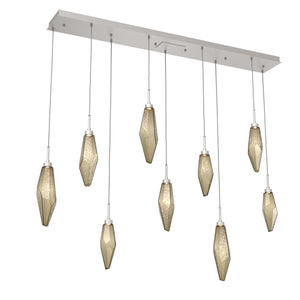 Hammerton Studio - PLB0050-09-BS-CB-C01-L3 - LED Linear Pendant - Rock Crystal - Beige Silver
