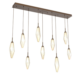 Hammerton Studio - PLB0050-09-FB-CA-C01-L3 - LED Linear Pendant - Rock Crystal - Flat Bronze