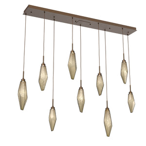 Hammerton Studio - PLB0050-09-FB-CB-C01-L1 - LED Linear Pendant - Rock Crystal - Flat Bronze