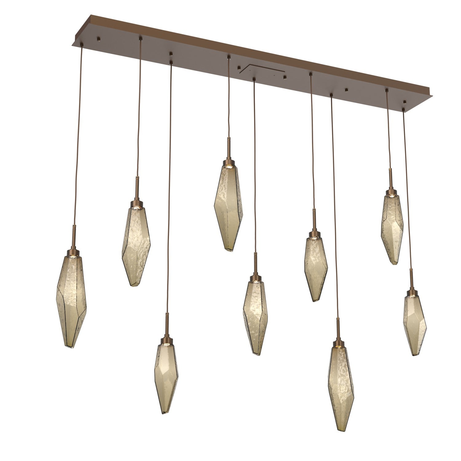 Hammerton Studio - PLB0050-09-FB-CB-C01-L3 - LED Linear Pendant - Rock Crystal - Flat Bronze