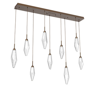 Hammerton Studio - PLB0050-09-FB-CC-C01-L1 - LED Linear Pendant - Rock Crystal - Flat Bronze