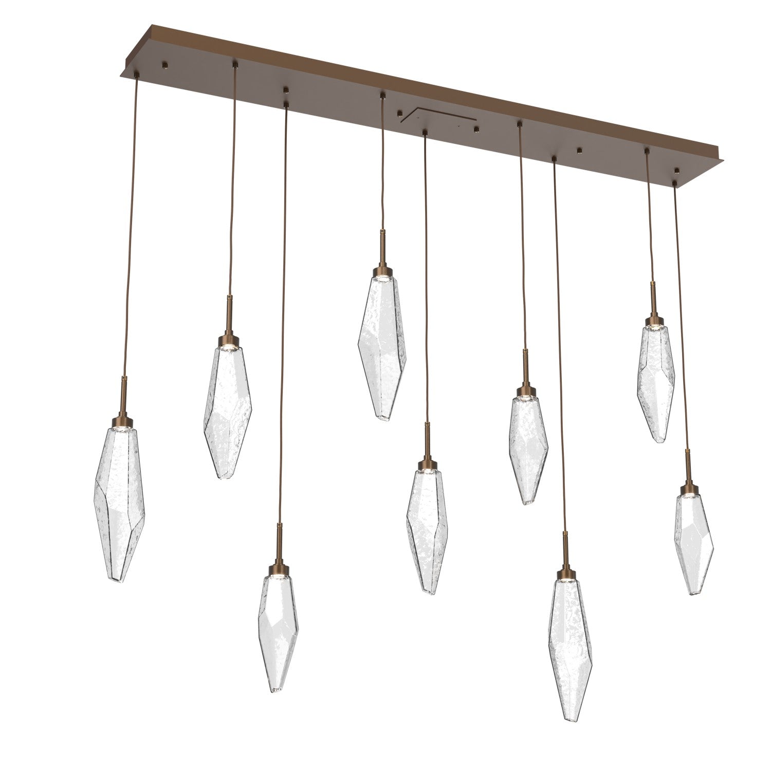 Hammerton Studio - PLB0050-09-FB-CC-C01-L3 - LED Linear Pendant - Rock Crystal - Flat Bronze