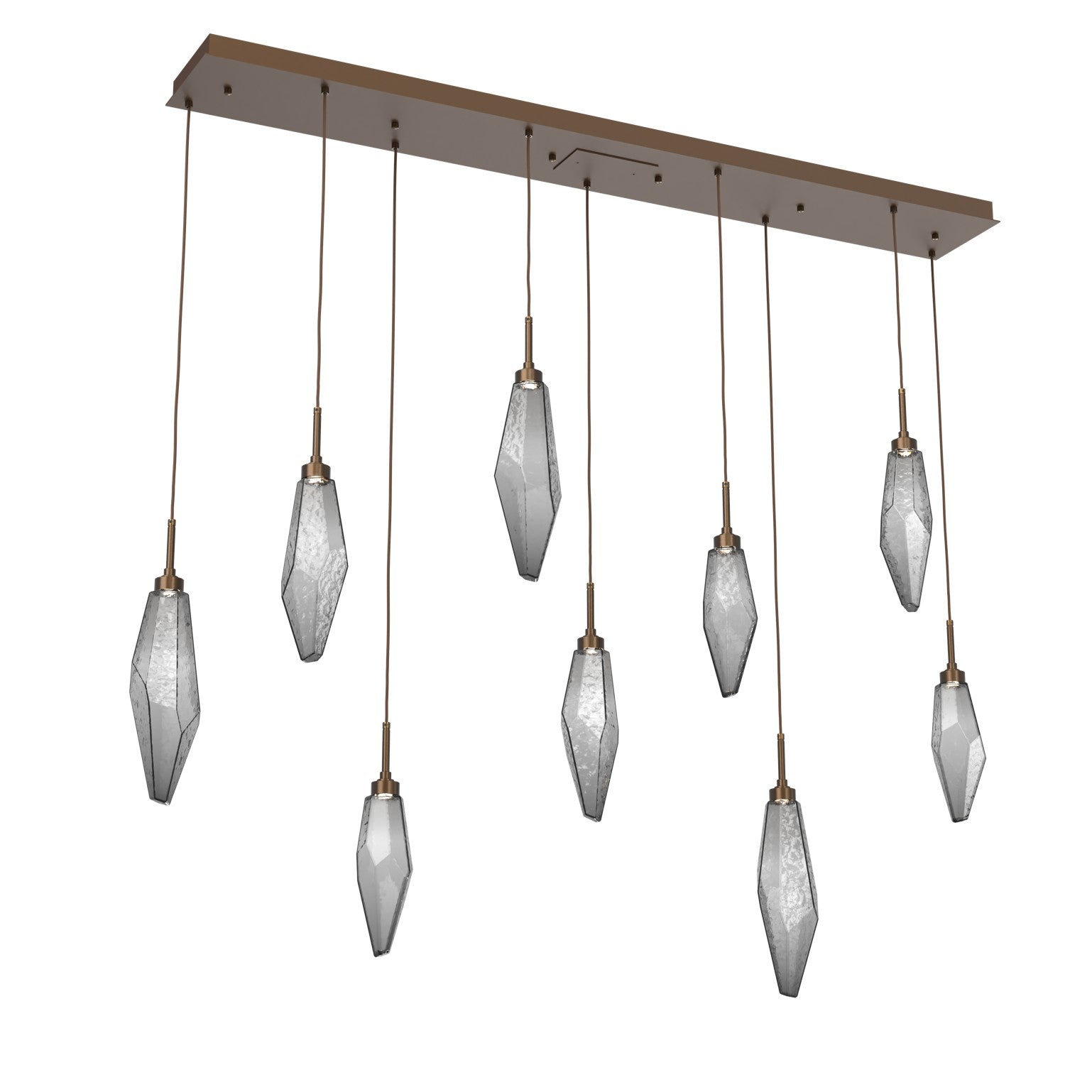 Hammerton Studio - PLB0050-09-FB-CS-C01-L1 - LED Linear Pendant - Rock Crystal - Flat Bronze