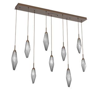 Hammerton Studio - PLB0050-09-FB-CS-C01-L3 - LED Linear Pendant - Rock Crystal - Flat Bronze