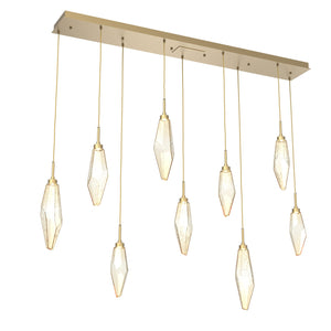 Hammerton Studio - PLB0050-09-GB-CA-C01-L3 - LED Linear Pendant - Rock Crystal - Gilded Brass