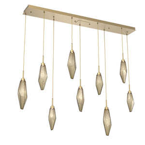 Hammerton Studio - PLB0050-09-GB-CB-C01-L1 - LED Linear Pendant - Rock Crystal - Gilded Brass