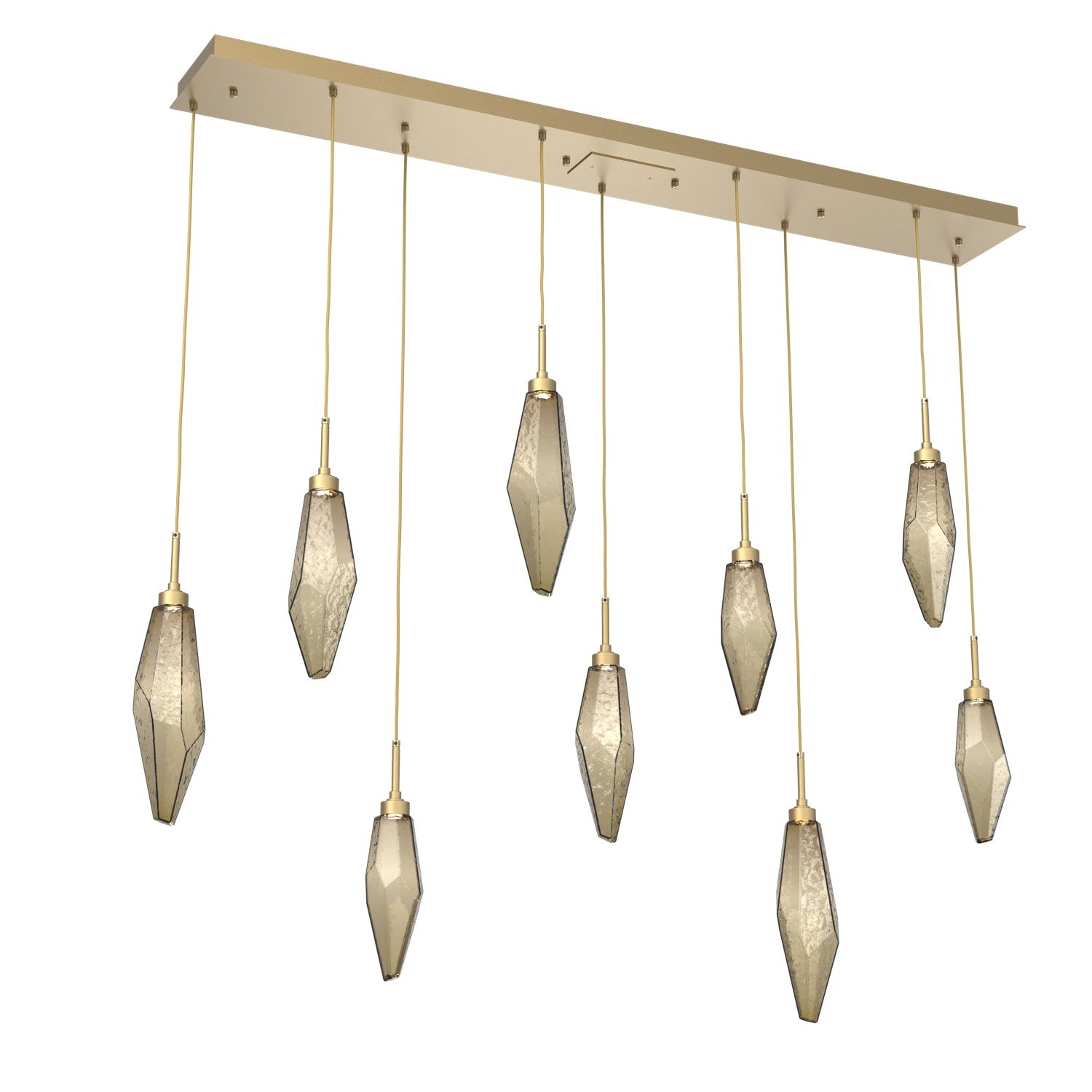 Hammerton Studio - PLB0050-09-GB-CB-C01-L3 - LED Linear Pendant - Rock Crystal - Gilded Brass