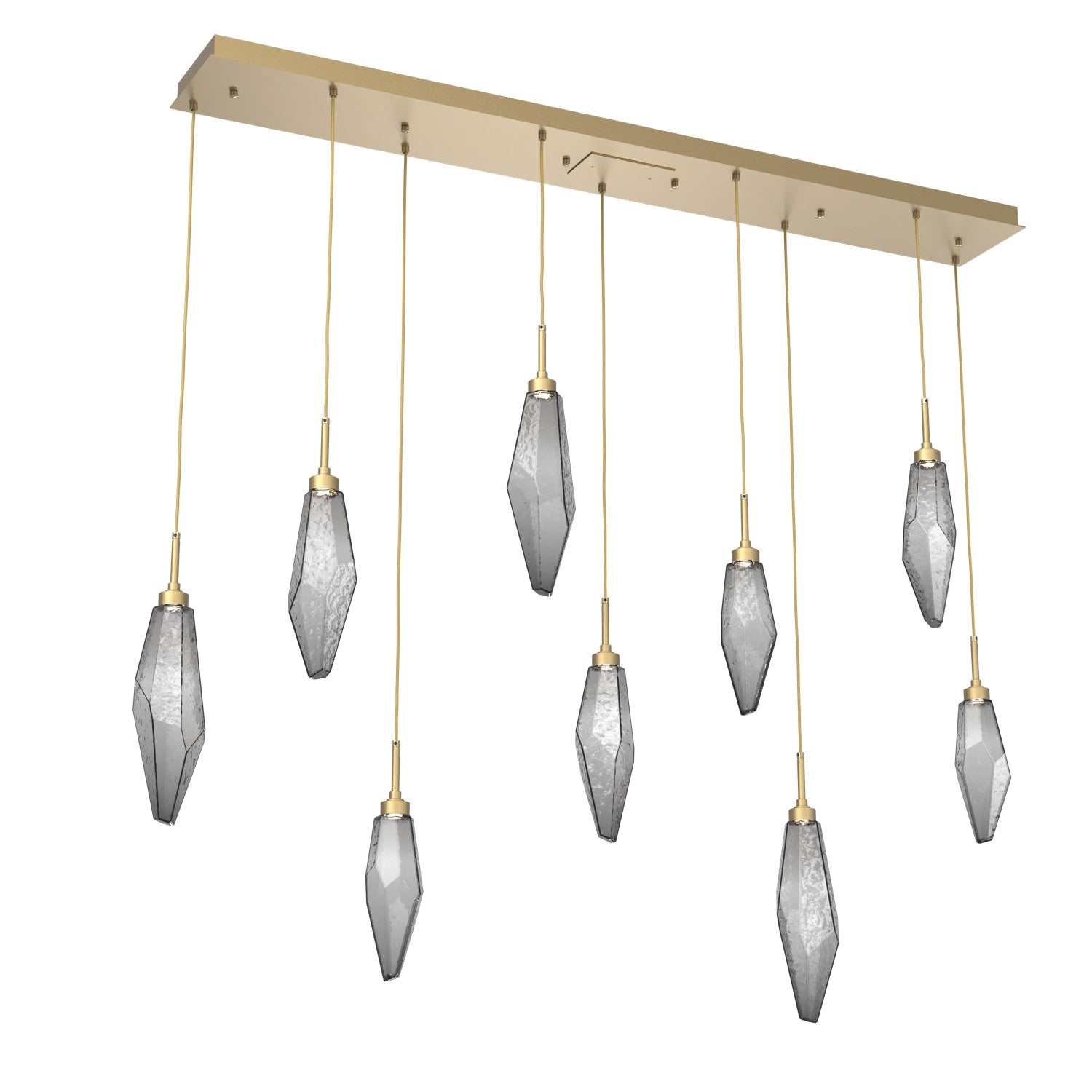 Hammerton Studio - PLB0050-09-GB-CS-C01-L1 - LED Linear Pendant - Rock Crystal - Gilded Brass