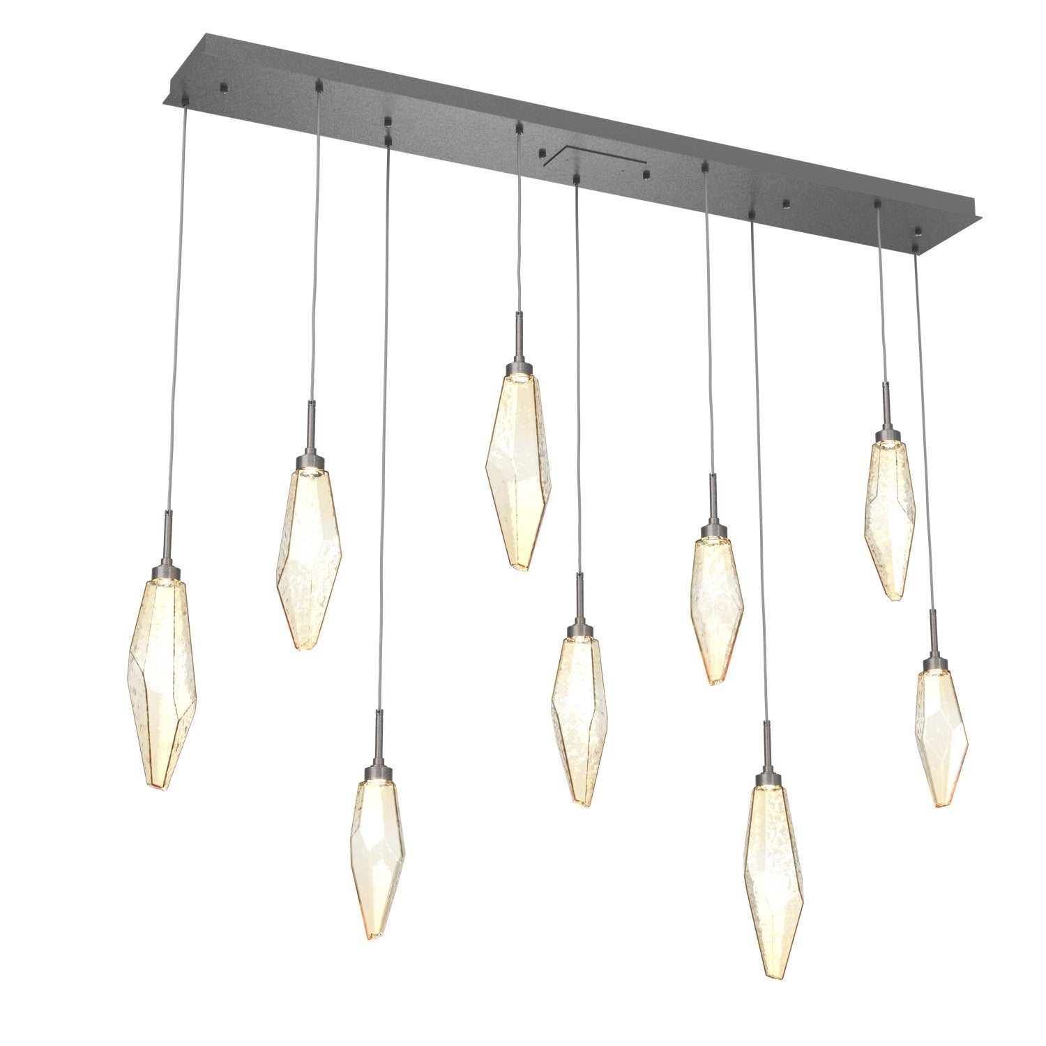 Hammerton Studio - PLB0050-09-GP-CA-C01-L1 - LED Linear Pendant - Rock Crystal - Graphite