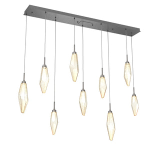 Hammerton Studio - PLB0050-09-GP-CA-C01-L3 - LED Linear Pendant - Rock Crystal - Graphite