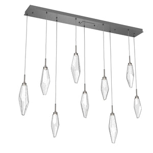 Hammerton Studio - PLB0050-09-GP-CC-C01-L3 - LED Linear Pendant - Rock Crystal - Graphite
