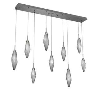Hammerton Studio - PLB0050-09-GP-CS-C01-L3 - LED Linear Pendant - Rock Crystal - Graphite