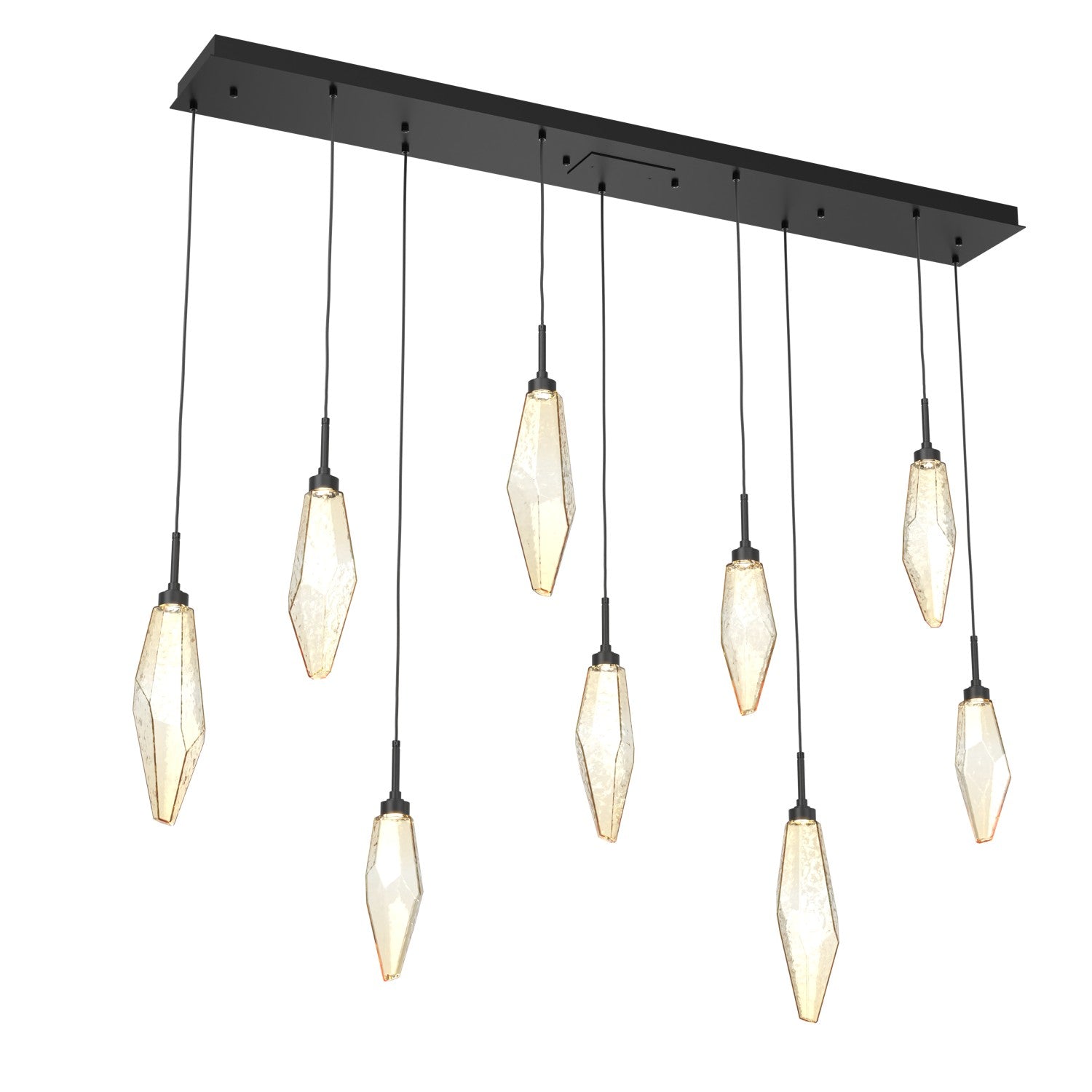Hammerton Studio - PLB0050-09-MB-CA-C01-L1 - LED Linear Pendant - Rock Crystal - Matte Black