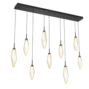 Hammerton Studio - PLB0050-09-MB-CA-C01-L3 - LED Linear Pendant - Rock Crystal - Matte Black