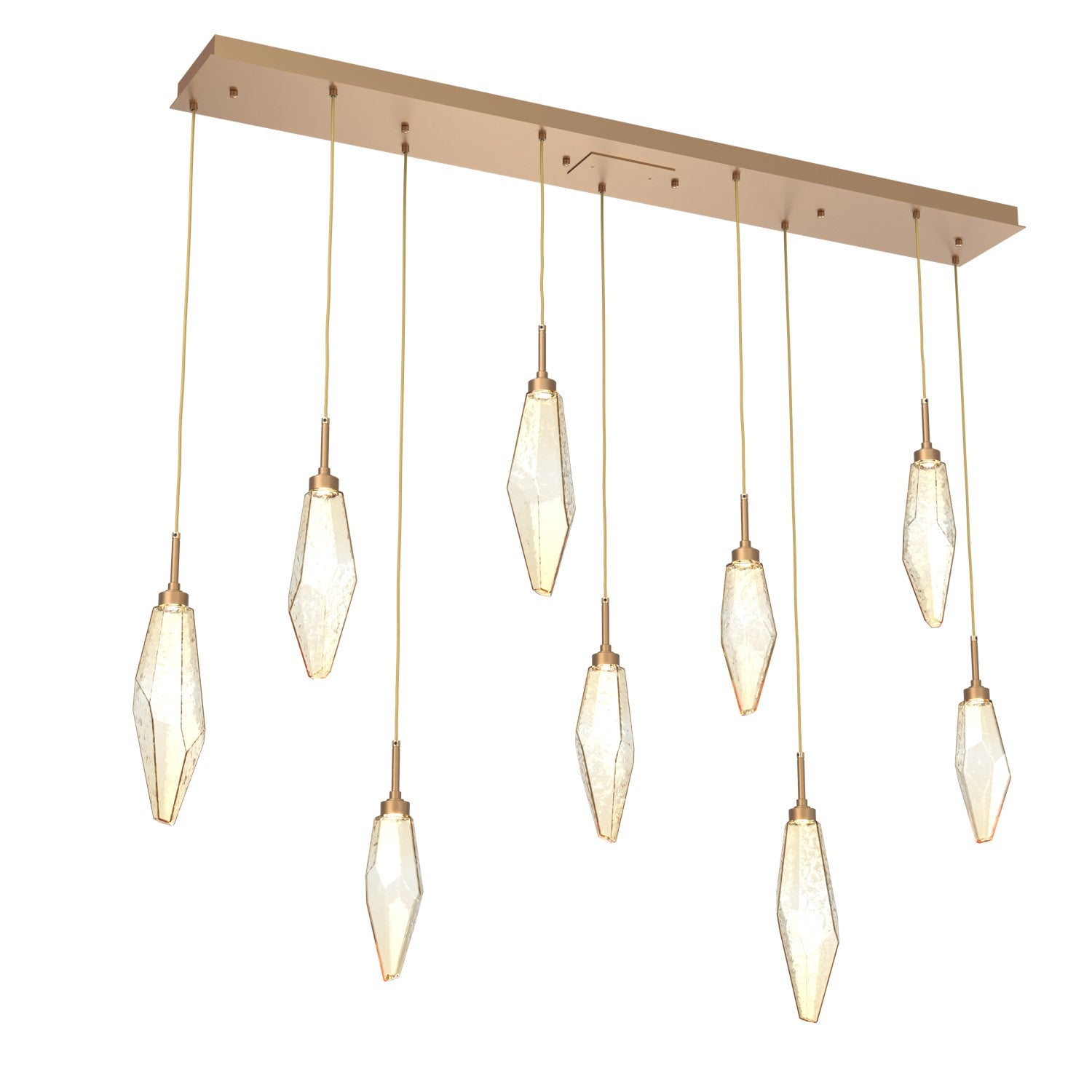 Hammerton Studio - PLB0050-09-NB-CA-C01-L3 - LED Linear Pendant - Rock Crystal - Novel Brass