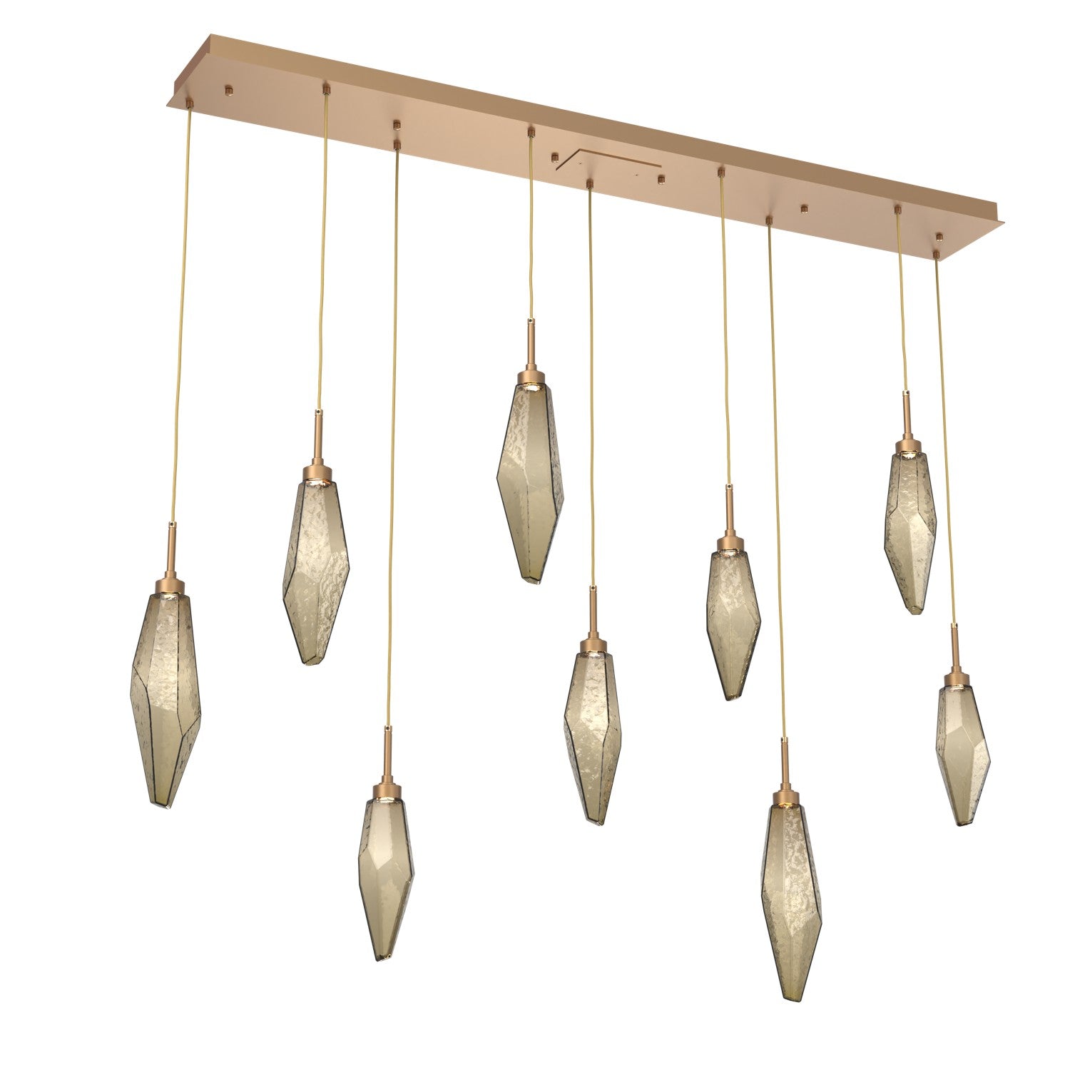 Hammerton Studio - PLB0050-09-NB-CB-C01-L1 - LED Linear Pendant - Rock Crystal - Novel Brass
