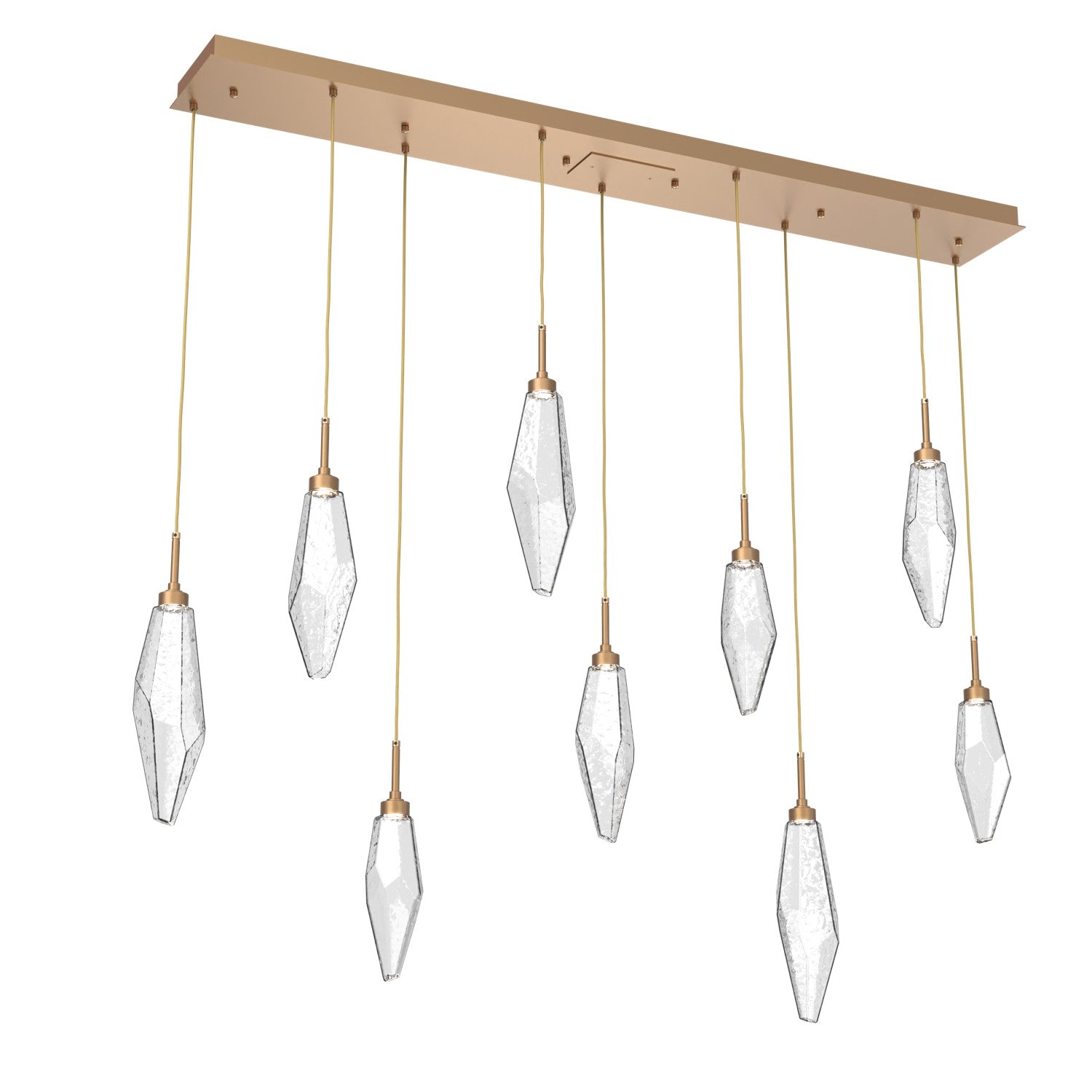 Hammerton Studio - PLB0050-09-NB-CC-C01-L3 - LED Linear Pendant - Rock Crystal - Novel Brass