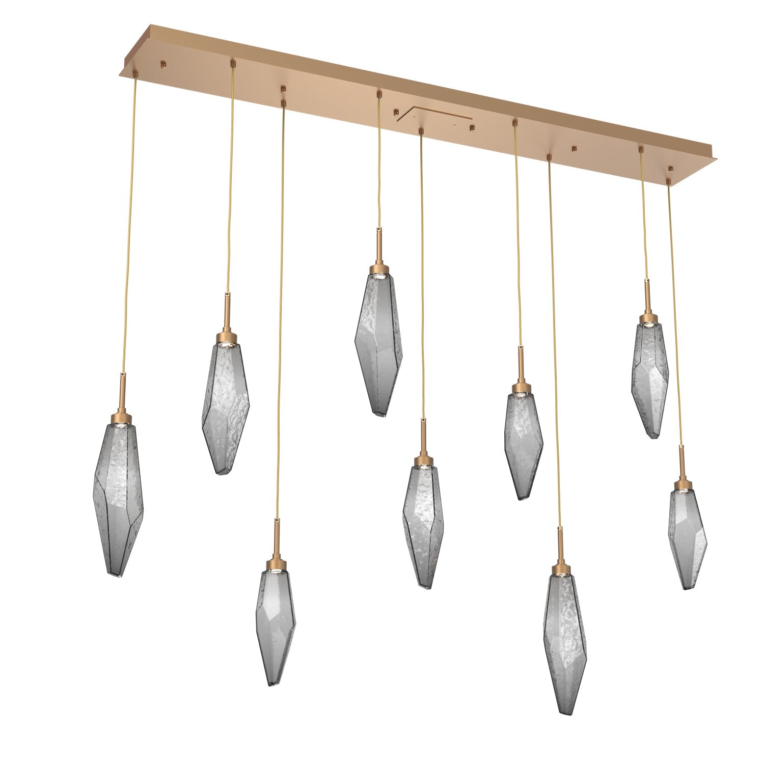 Hammerton Studio - PLB0050-09-NB-CS-C01-L3 - LED Linear Pendant - Rock Crystal - Novel Brass