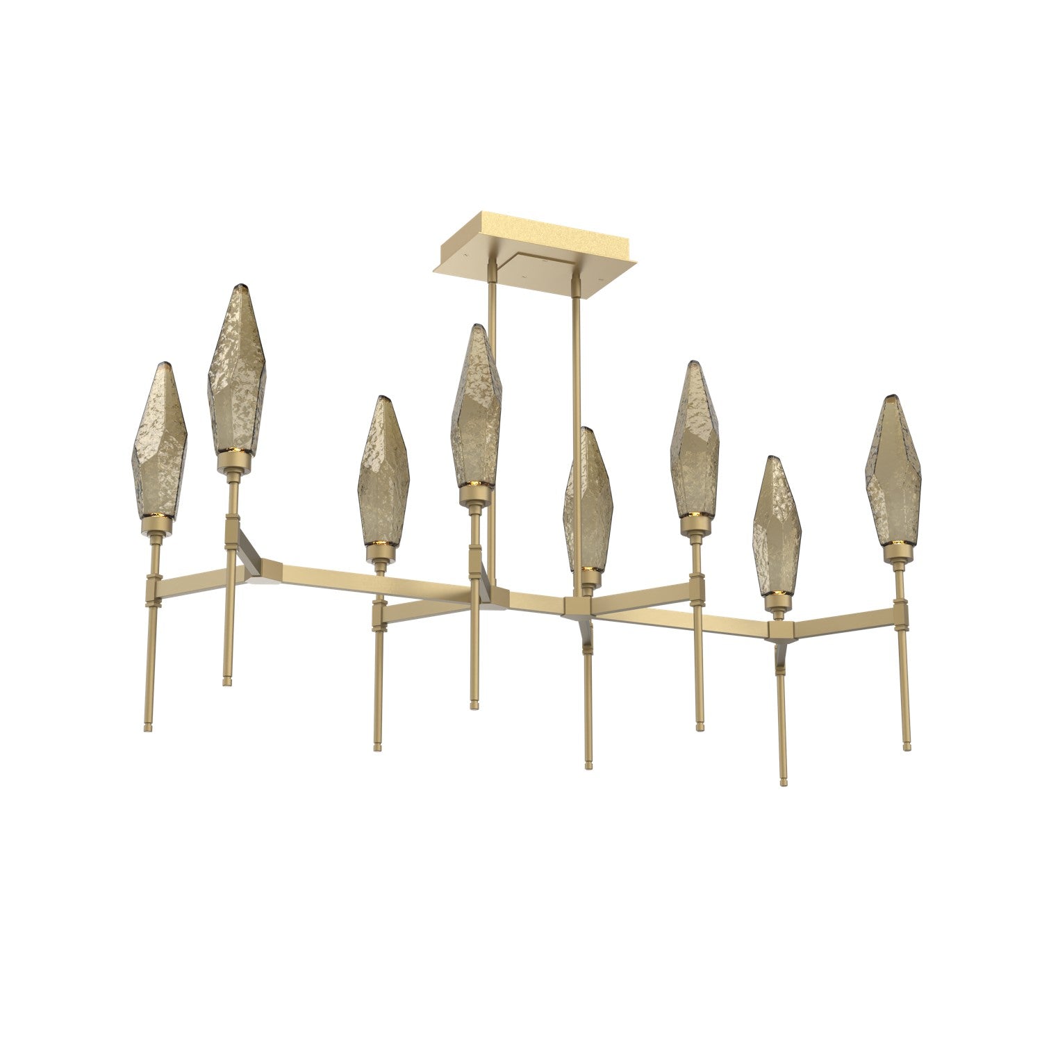 Hammerton Studio - PLB0050-48-GB-CB-001-L1 - LED Linear Suspension - Rock Crystal - Gilded Brass