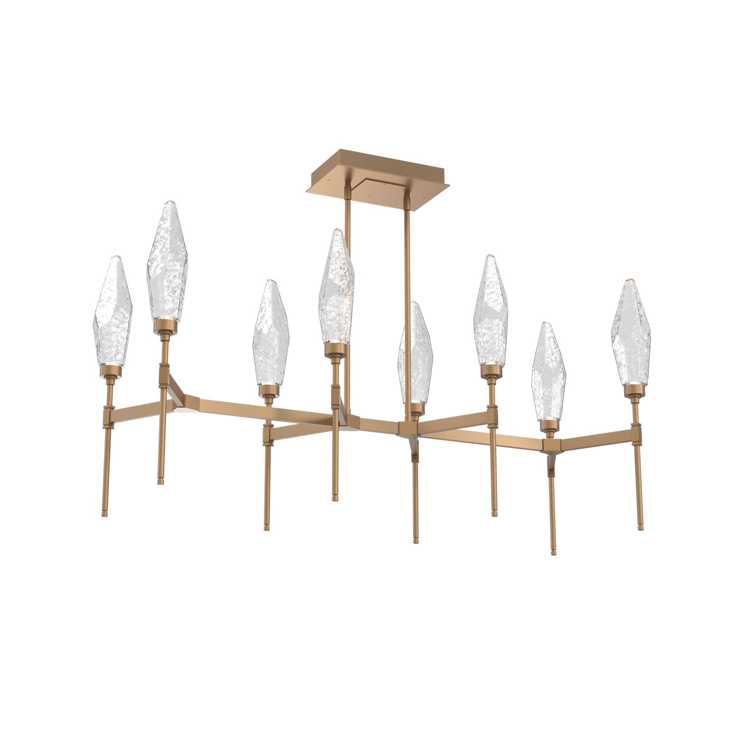 Hammerton Studio - PLB0050-48-NB-CC-001-L3 - LED Linear Suspension - Rock Crystal - Novel Brass