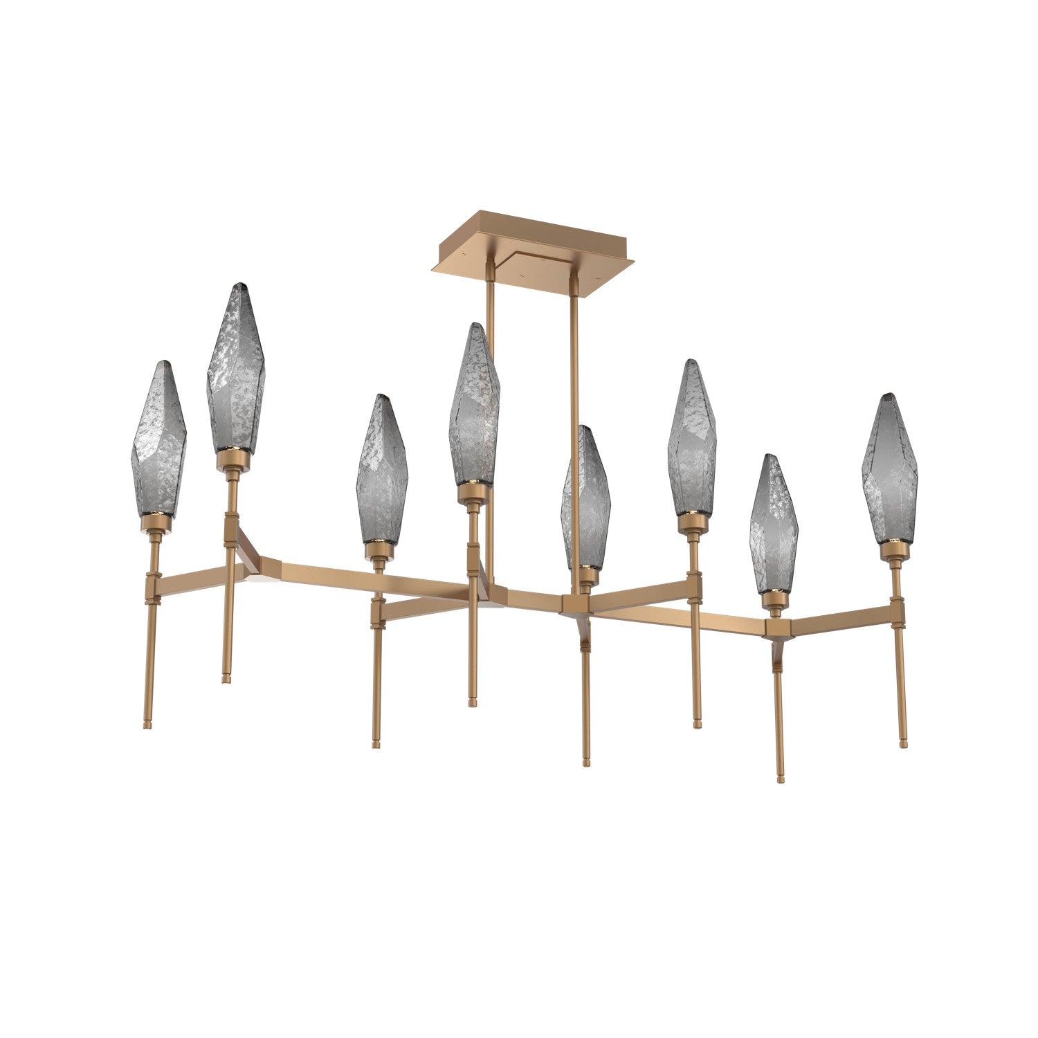 Hammerton Studio - PLB0050-48-NB-CS-001-L3 - LED Linear Suspension - Rock Crystal - Novel Brass