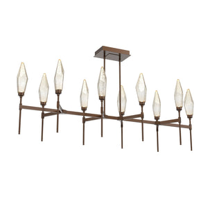 Hammerton Studio - PLB0050-67-BB-CA-001-L3 - LED Linear Suspension - Rock Crystal - Burnished Bronze
