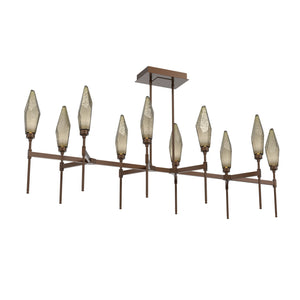 Hammerton Studio - PLB0050-67-BB-CB-001-L1 - LED Linear Suspension - Rock Crystal - Burnished Bronze