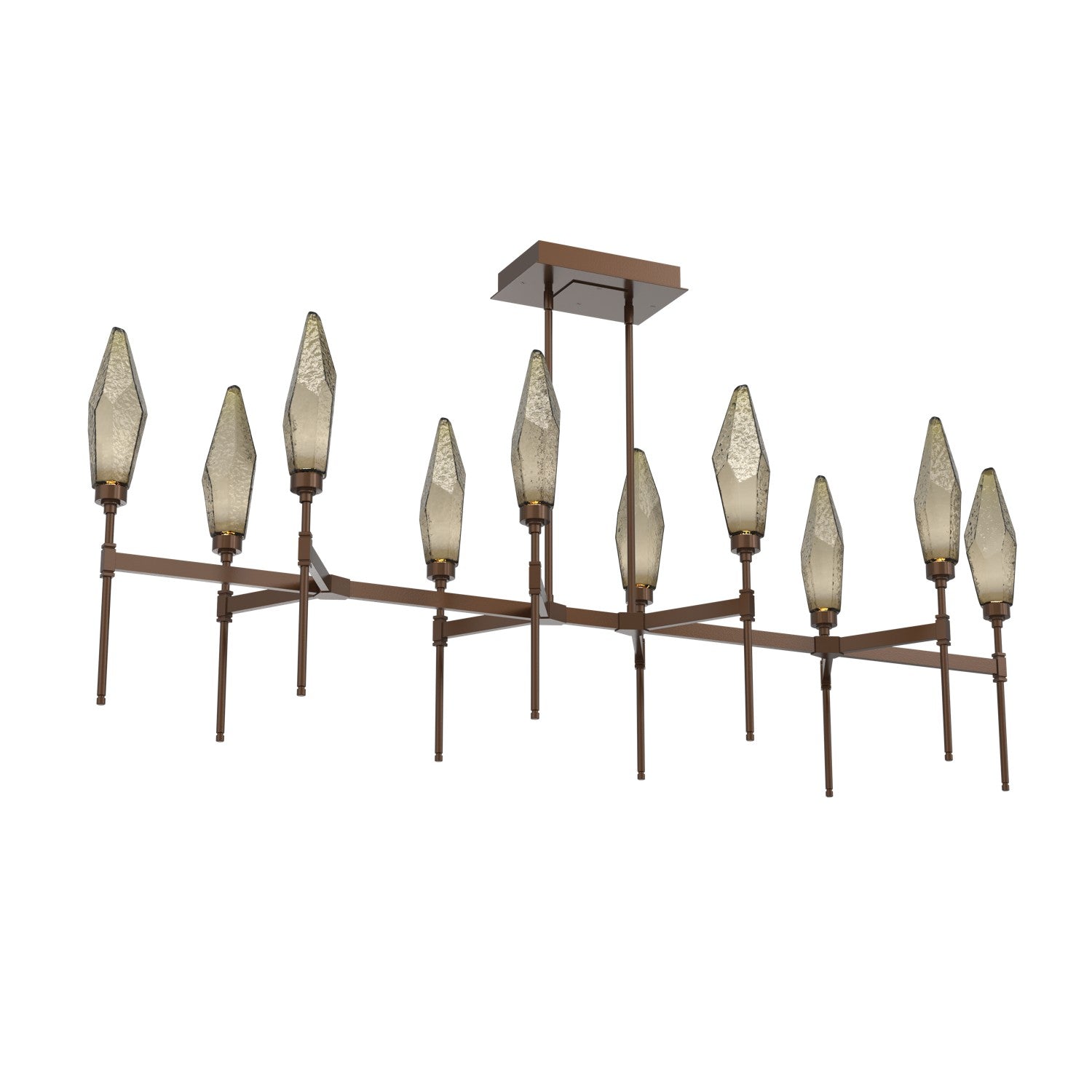 Hammerton Studio - PLB0050-67-BB-CB-001-L3 - LED Linear Suspension - Rock Crystal - Burnished Bronze