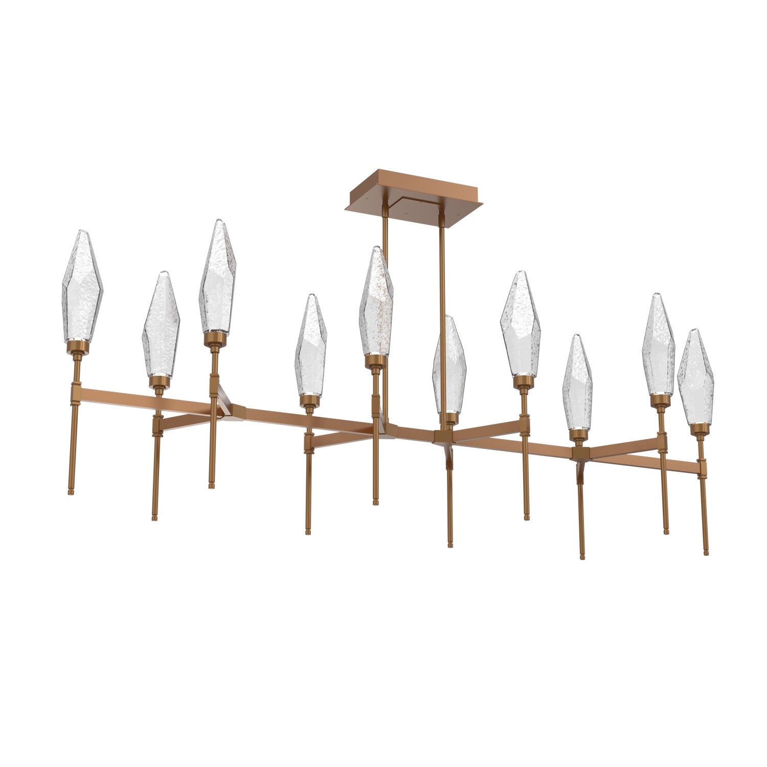 Hammerton Studio - PLB0050-67-NB-CC-001-L3 - LED Linear Suspension - Rock Crystal - Novel Brass