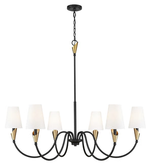Z-Lite - 4014-46MB-MGLD - Six Light Chandelier - Claudelle - Matte Black + Modern Gold