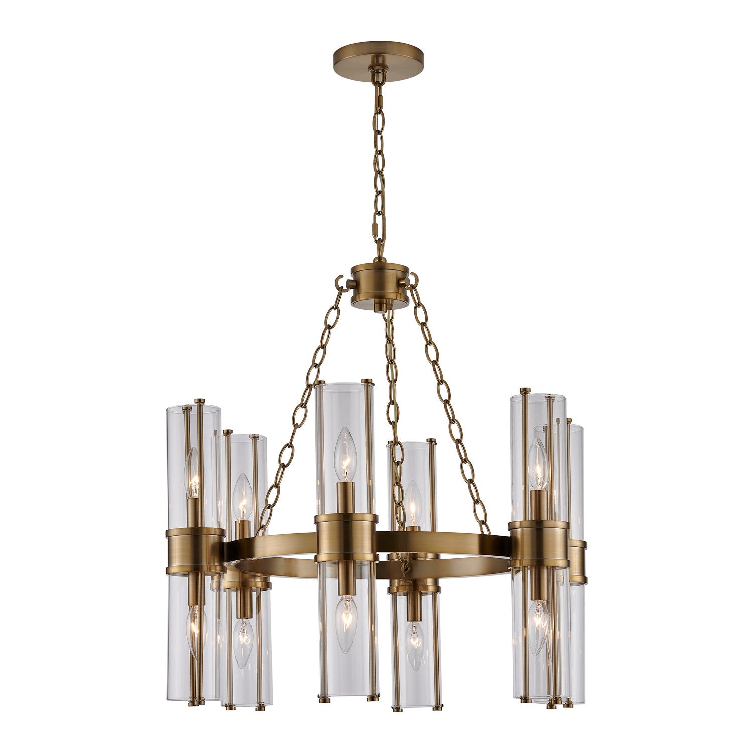 Kalco - 521355VGB - 12 Light Chandelier - Duet - Vintage Brass