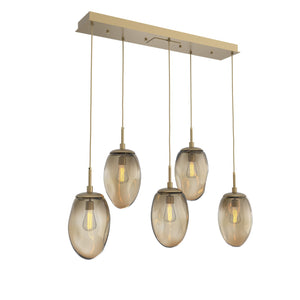 Hammerton Studio - PLB0063-05-GB-B-C01-E2 - Five Light Pendant - Meteo - Gilded Brass