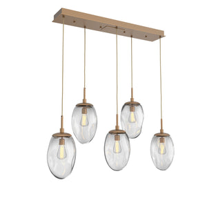 Hammerton Studio - PLB0063-05-NB-C-C01-E2 - Five Light Pendant - Meteo - Novel Brass