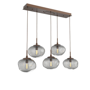 Hammerton Studio - PLB0064-05-BB-S-C01-E2 - Five Light Pendant - Nebula - Burnished Bronze