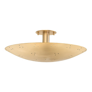 Hudson Valley - 8718-VB - Three Light Flush Mount - Bern - Vintage Brass