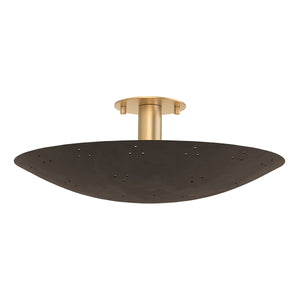 Hudson Valley - 8718-VB/BRZ - Three Light Flush Mount - Bern - Vintage Brass/Bronze